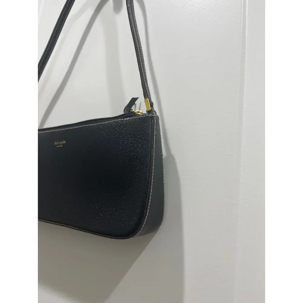 Kate Spade Vintage Black Leather Minimal Shoulder Bag